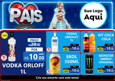 Modelo de Encarte para Encarte A4 Horizontal com o tema Mês Dos Pais para Distribuidora de bebidas