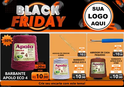 Modelo de Encarte para Encarte A4 Horizontal com o tema Black Friday para Armarinho e Aviamentos