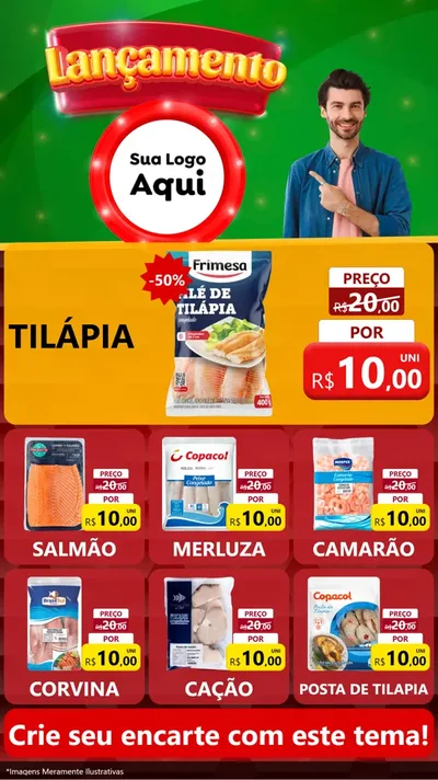 Modelo de Rede Social para Stories com o tema Lançamento para Peixaria