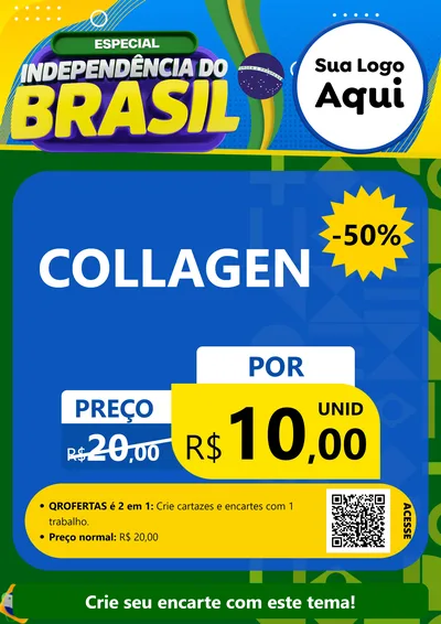 Modelo de Cartaz para Cartaz A4 Vertical com o tema Especial Independência do Brasil para Suplementos alimentares