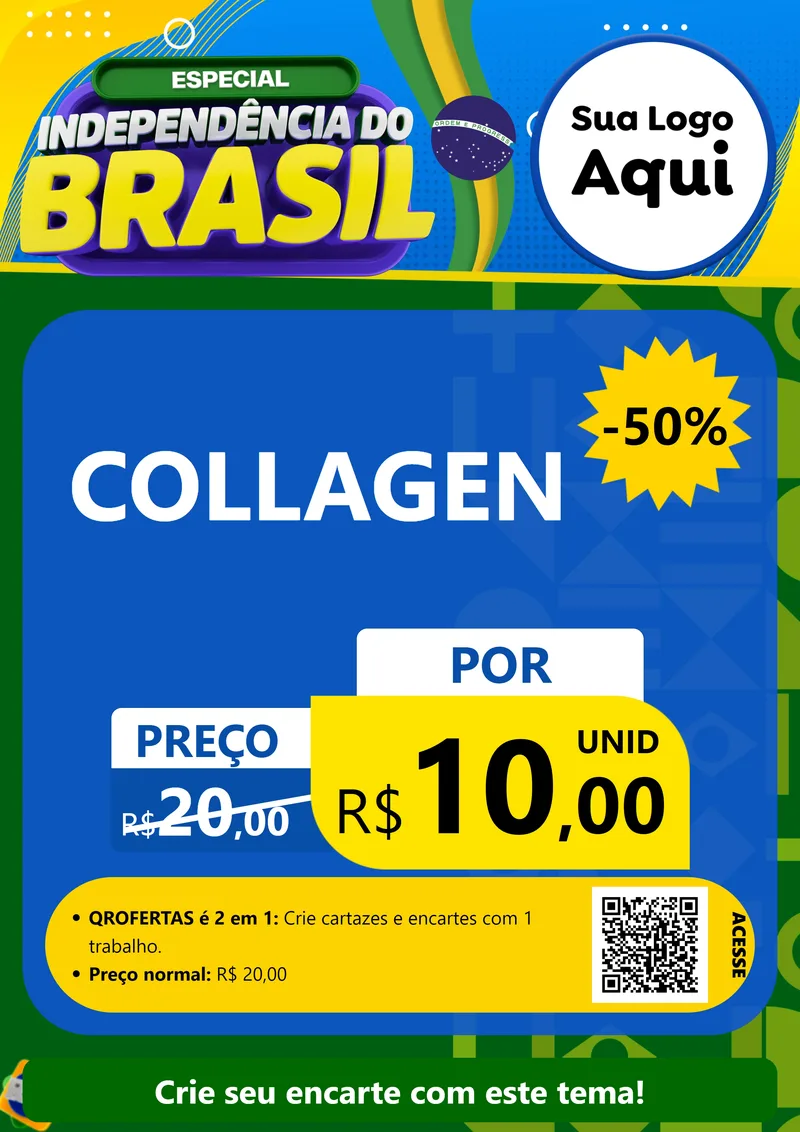 Modelo de Cartaz para Cartaz A4 Vertical com o tema Especial Independência do Brasil para Suplementos alimentares