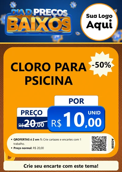 Modelo de Cartaz para Cartaz A4 Vertical com o tema Dia D Preço Baixo para Produtos para Piscina