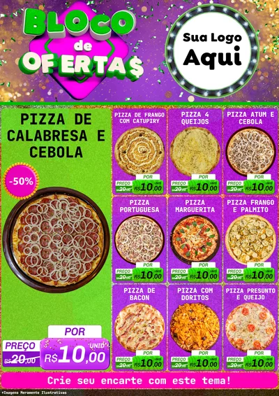 Modelo de Encarte para Encarte A4 Vertical com o tema Bloco de Ofertas para Pizzaria