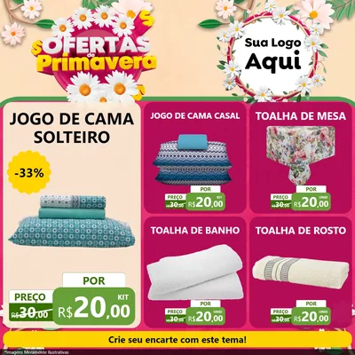 Modelo de Rede Social para Feed Facebook com o tema Ofertas de Primavera para Cama, Mesa e Banho