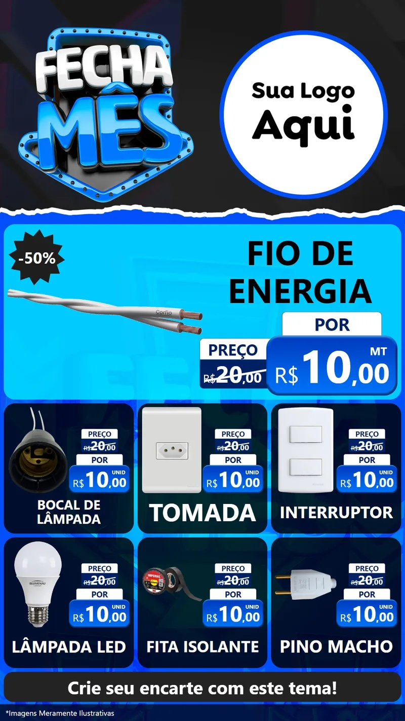 Modelo de Rede Social para Stories com o tema Fecha Mês para Materiais Elétricos