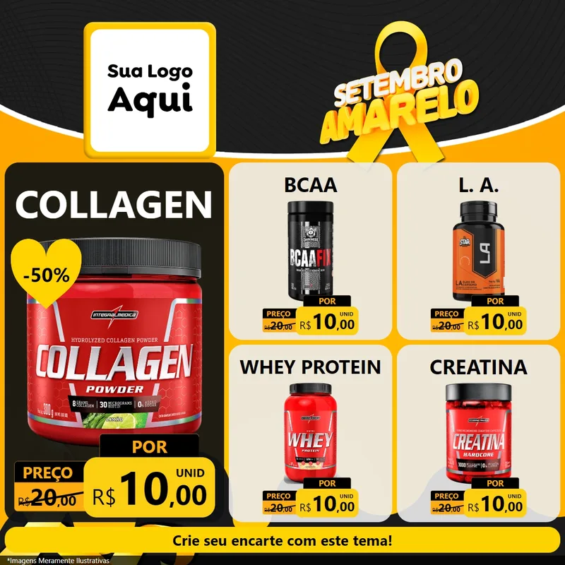 Modelo de Rede Social para Feed Facebook com o tema Setembro Amarelo para Suplementos alimentares