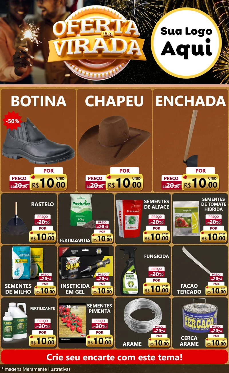 Modelo de Encarte para Encarte Grande com o tema Oferta da Virada para Agropecuária