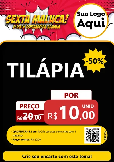 Modelo de Cartaz para Cartaz A4 Vertical com o tema Sexta Maluca! para Peixaria