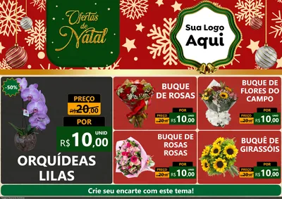 Modelo de Encarte para Encarte A4 Horizontal com o tema Natal de Ofertas para Floricultura e jardim