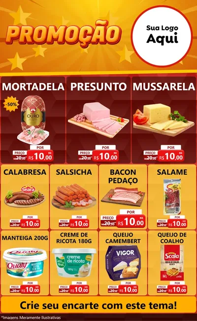 Modelo de Encarte para Encarte Grande com o tema Promoção para Frios e Laticínios