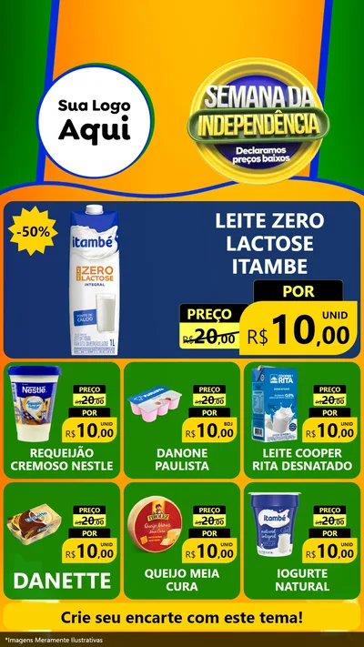 Modelo de Rede Social para Stories com o tema Semana da Independência Declaramos Preços Baixos para Frios e Laticínios