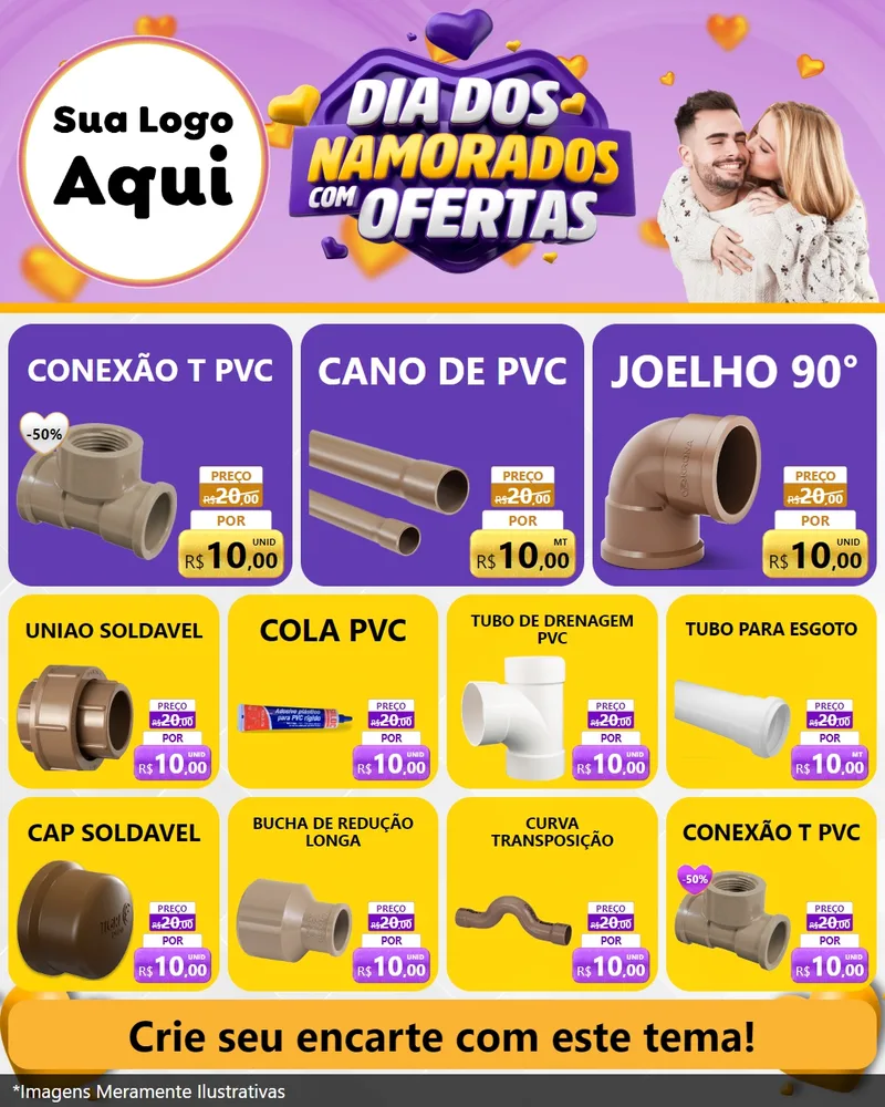 Modelo de Rede Social para Feed Instagram com o tema Dia Dos Namorados Com Ofertas para Tubos e conexões