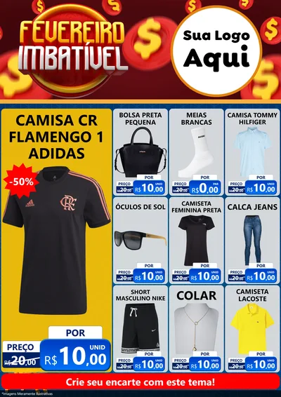 Modelo de Encarte para Encarte A4 Vertical com o tema Fevereiro Imbatível para Roupas e acessórios
