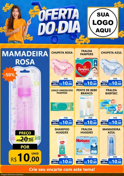 Modelo de Encarte para Encarte A4 Vertical com o tema Oferta do Dia para Bebês