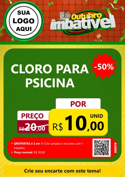 Modelo de Cartaz para Cartaz A4 Vertical com o tema Outubro Imbatível para Produtos para Piscina