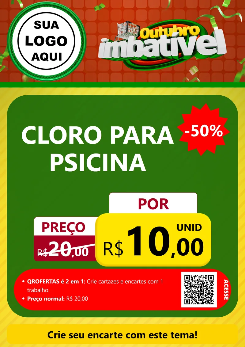 Modelo de Cartaz para Cartaz A4 Vertical com o tema Outubro Imbatível para Produtos para Piscina