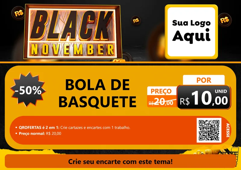 Modelo de Cartaz para Cartaz A4 Horizontal com o tema Black November para Artigos Esportivos