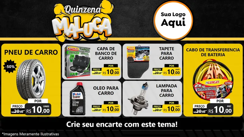 Modelo de TV para TV Horizontal com o tema Quinzena Maluca para Auto peças