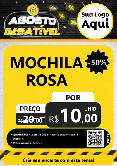 Modelo de Cartaz para Cartaz A4 Vertical com o tema Agosto Imbatível para Papelaria