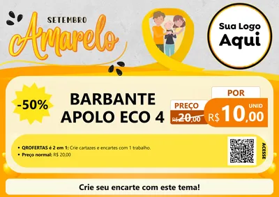 Modelo de Cartaz para Cartaz A4 Horizontal com o tema Setembro Amarelo para Armarinho e Aviamentos
