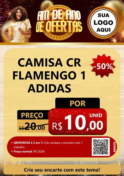 Modelo de Cartaz para Cartaz A4 Vertical com o tema Fim de Ano de Ofertas para Roupas e acessórios
