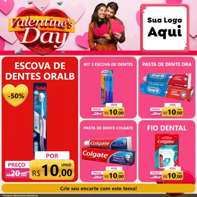Modelo de Rede Social para Feed Facebook com o tema Valentine's Day para Higiene Pessoal
