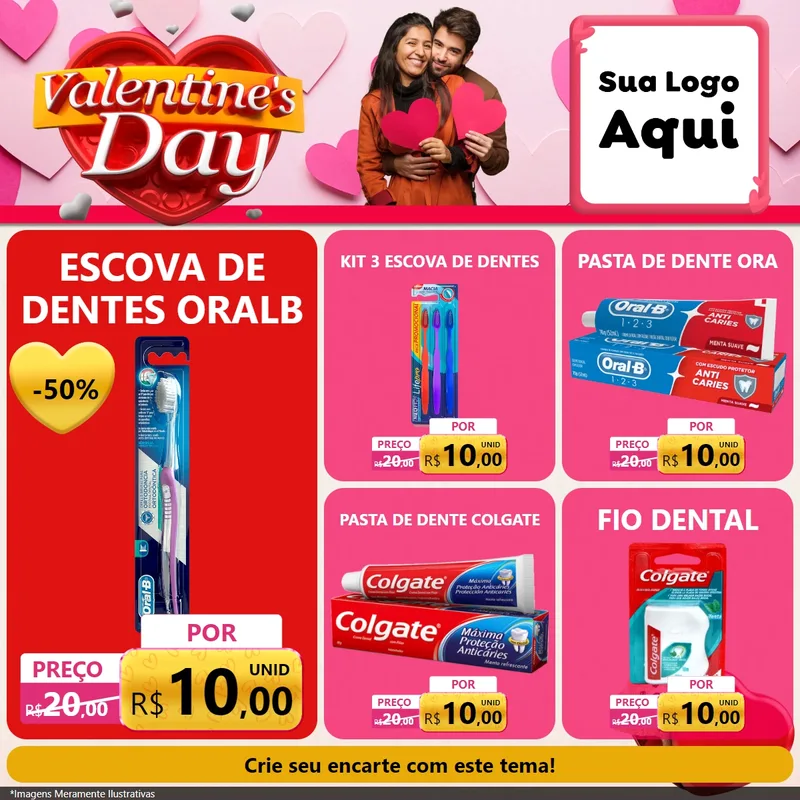 Modelo de Rede Social para Feed Facebook com o tema Valentine's Day para Higiene Pessoal
