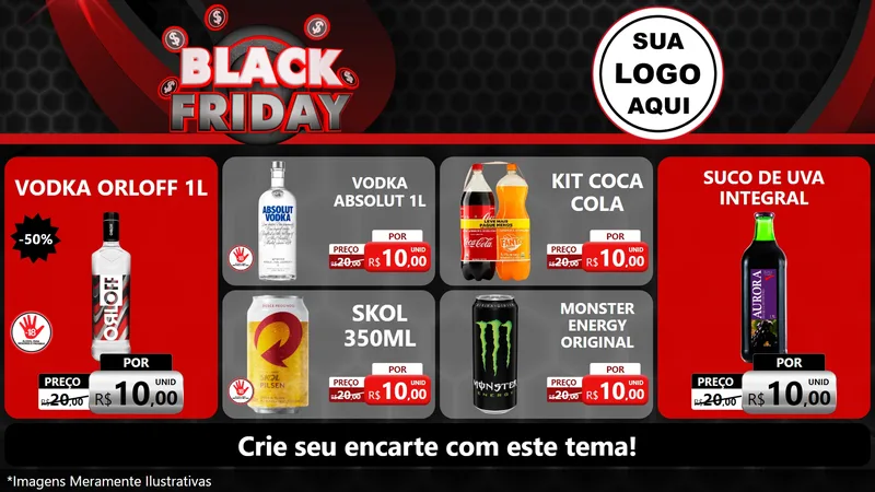 Modelo de TV para TV Horizontal com o tema Black Friday para Distribuidora de bebidas