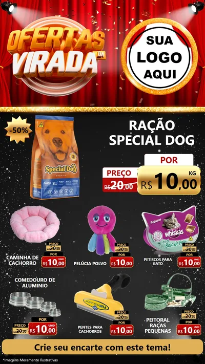 Modelo de Rede Social para Stories com o tema Ofertas da Virada para Pet Shop