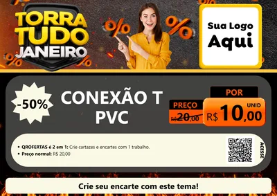 Modelo de Cartaz para Cartaz A4 Horizontal com o tema Torra Tudo Janeiro para Tubos e conexões