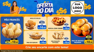 Modelo de TV para TV Horizontal com o tema Oferta do Dia para Padaria