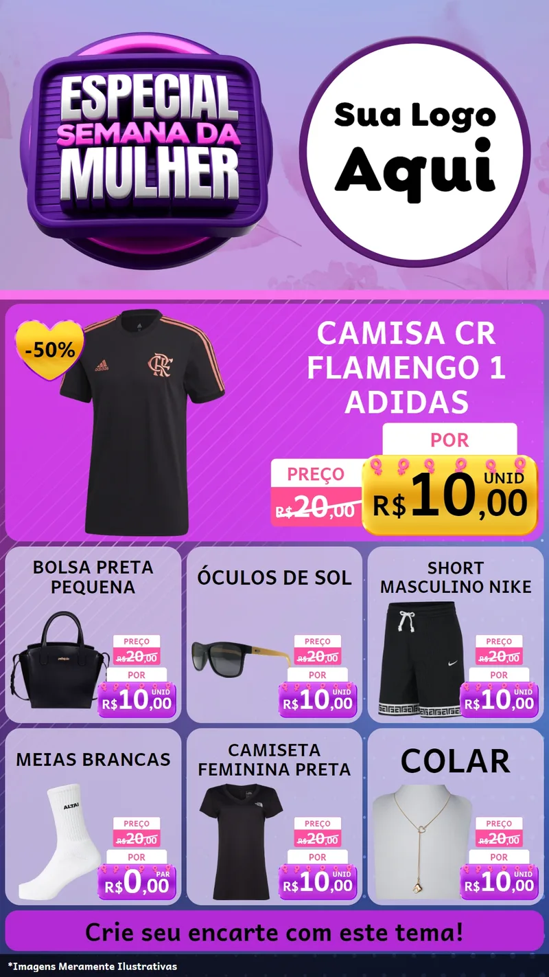 Modelo de Rede Social para Stories com o tema Especial Semana da Mulher para Roupas e acessórios