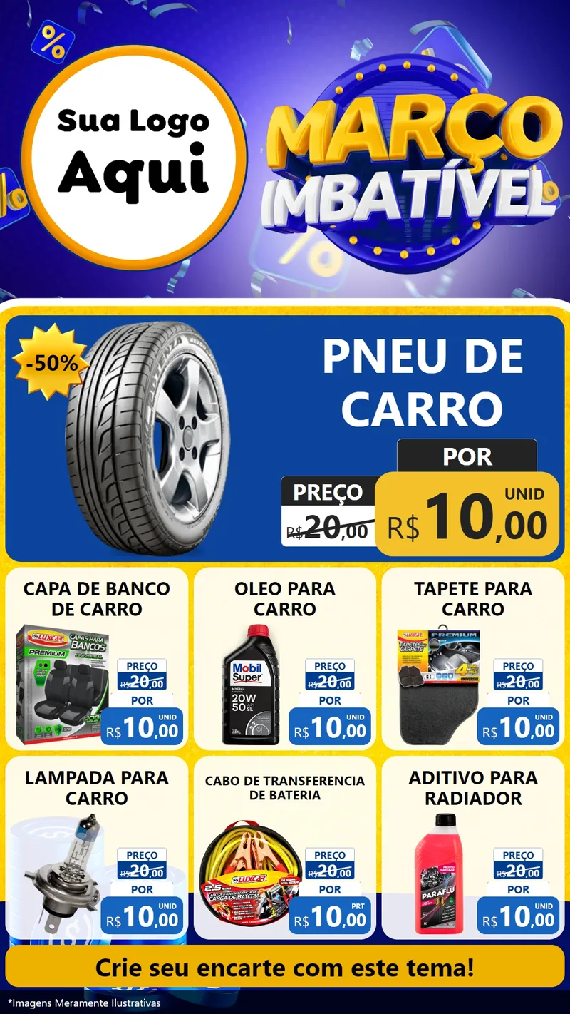 Modelo de Rede Social para Stories com o tema Março Imbatível para Auto peças