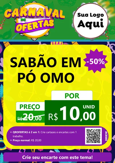Modelo de Cartaz para Cartaz A4 Vertical com o tema Carnaval de Ofertas para Produtos de Limpeza