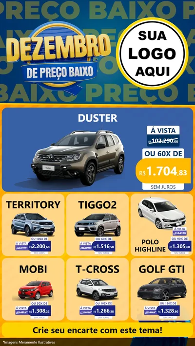 Modelo de Rede Social para Stories com o tema Dezembro de Preço Baixo para Concessionaria de Carros