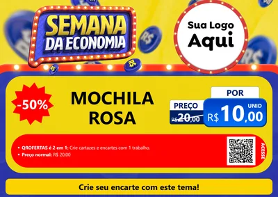 Modelo de Cartaz para Cartaz A4 Horizontal com o tema Semana da Economia para Papelaria