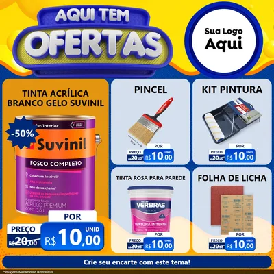 Modelo de Rede Social para Feed Facebook com o tema Aqui Tem Ofertas para Tintas e Ferramentas