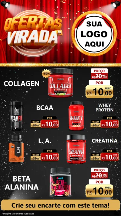 Modelo de TV para TV Vertical com o tema Ofertas da Virada para Suplementos alimentares
