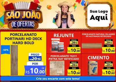 Modelo de Encarte para Encarte A4 Horizontal com o tema São João de Ofertas para Pisos e revestimentos