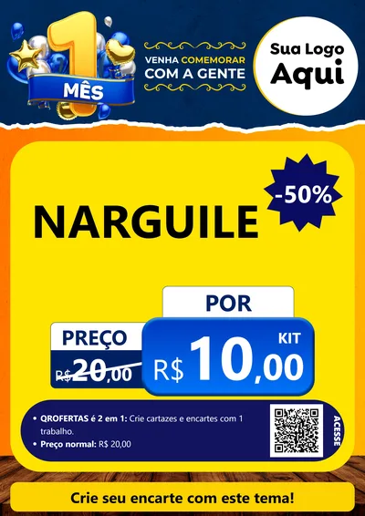 Modelo de Cartaz para Cartaz A4 Vertical com o tema Um Mês de Aniversário para Tabacaria