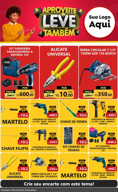 Modelo de Encarte para Encarte Grande com o tema Aproveite e Leve Também para Maquinas e Ferramentas