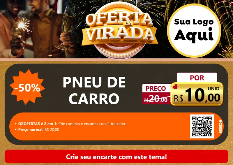 Modelo de Cartaz para Cartaz A4 Horizontal com o tema Oferta da Virada para Auto peças