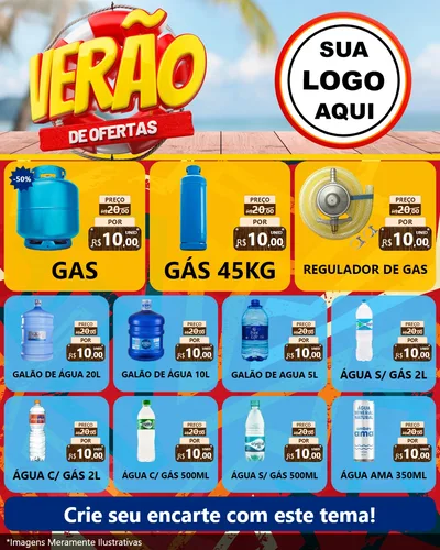 Modelo de Rede Social para Feed Instagram com o tema Verão de Ofertas para Água e gás