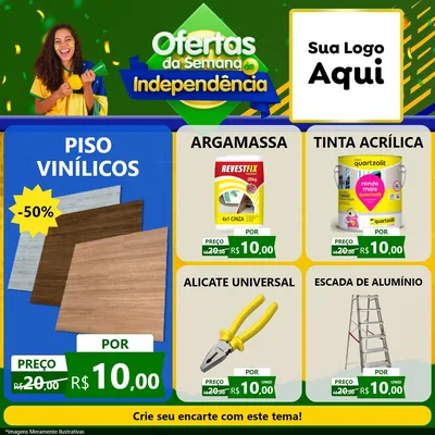 Modelo de Rede Social para Feed Facebook com o tema Ofertas da Semana da Independência para Material para Construção