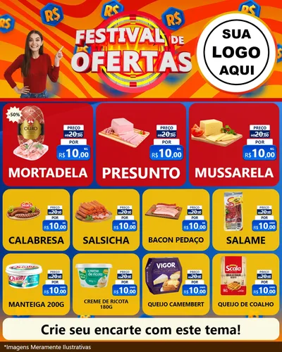 Modelo de Rede Social para Feed Instagram com o tema Festival de Ofertas para Frios e Laticínios