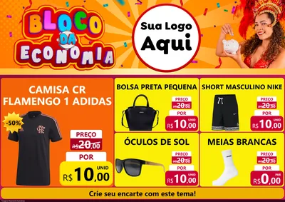 Modelo de Encarte para Encarte A4 Horizontal com o tema Bloco da Economia para Roupas e acessórios