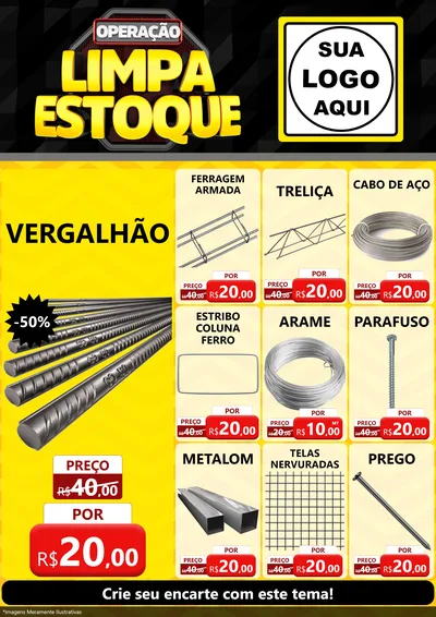 Modelo de Encarte para Encarte A4 Vertical com o tema Operação Limpa Estoque para Ferragens