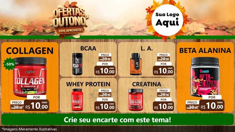 Modelo de TV para TV Horizontal com o tema Ofertas de Outono - Vem, Aproveite! para Suplementos alimentares