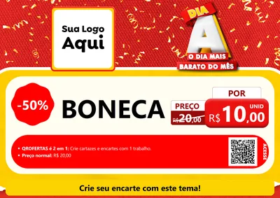 Modelo de Cartaz para Cartaz A4 Horizontal com o tema Dia A o Dia Mais Barato do Mês para Brinquedos