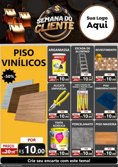 Modelo de Encarte para Encarte A4 Vertical com o tema Semana do Cliente para Material para Construção